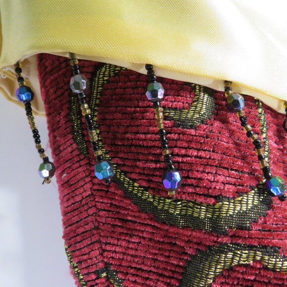 Red Tapestry Vintage Victorian High Heel boot stocking Holiday 20" long - Picture 4 of 10